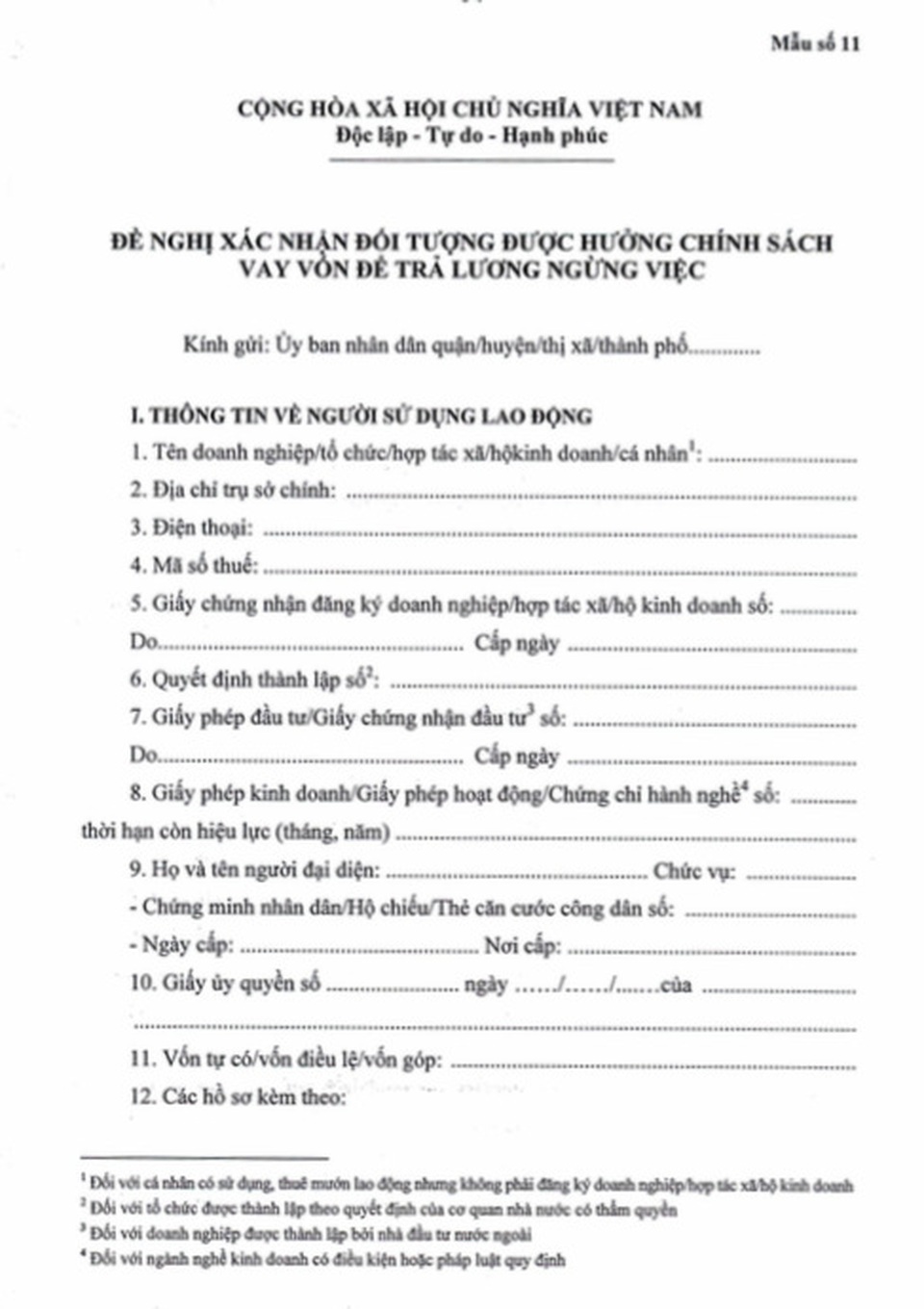 Các phụ lục kèm theo Quyết định 15/QĐ-TTg về gói hỗ trợ 62.000 tỷ đồng - 11 Các phụ lục kèm theo Quyết định 15/QĐ-TTg về gói hỗ trợ 62.000 tỷ đồng - 11