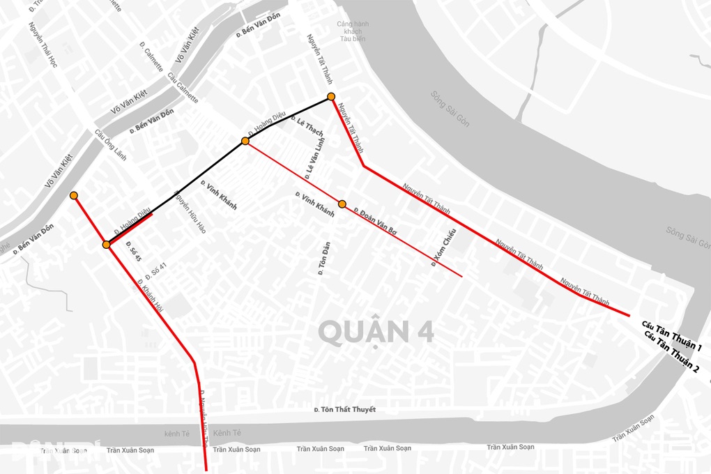 Điều chỉnh giao thông nhiều tuyến đường quận 4 và 7 nối trung tâm TPHCM - 3 Điều chỉnh giao thông nhiều tuyến đường quận 4 và 7 nối trung tâm TPHCM - 3