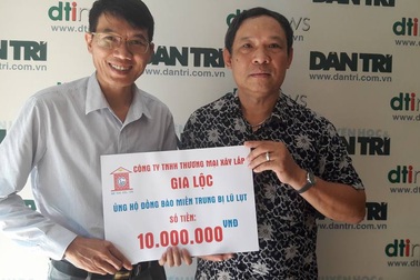 Công ty TNHH Thương mại xây lắp Gia Lộc ủng hộ 10 triệu đồng đến người dân miền Trung bị lũ lụt