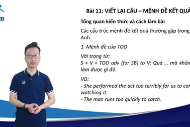 [Bứt phá điểm thi vào 10 môn Tiếng Anh cùng HOCMAI] - Chủ đề 11: Viết lại câu - Mệnh đề kết quả