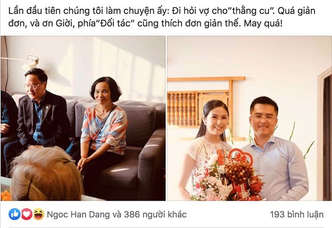 Hoa hậu Ngọc Hân lộ ảnh lễ dạm ngõ với bạn trai lâu năm - Ảnh 1.