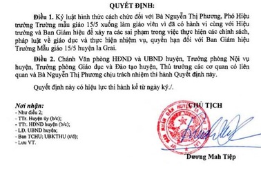 Giáng chức hiệu trưởng, cách chức hiệu phó vì có nhiều sai phạm