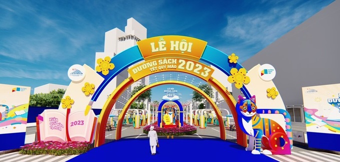 Phối cảnh Lễ hội Đường sách Tết Quý Mão 2023 tại tuyến đường Lê Lợi.