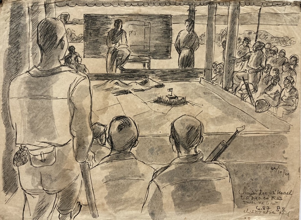 Truyền đạt kế hoạch diệt cứ điểm Nguyễn Đức Nùng. 1949. Mực. Giấy.jpg jpg