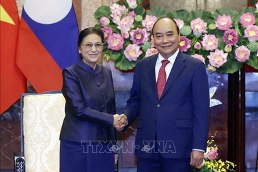 Chủ tịch nước Nguyễn Xuân Phúc tiếp Phó Chủ tịch nước Lào Pany Yathotou