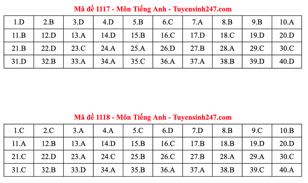 Gợi ý đáp án tiếng Anh thi tốt nghiệp 2025: Mã đề từ 1117 đến 1132 - 8 Gợi ý đáp án tiếng Anh thi tốt nghiệp 2025: Mã đề từ 1117 đến 1132 - 8