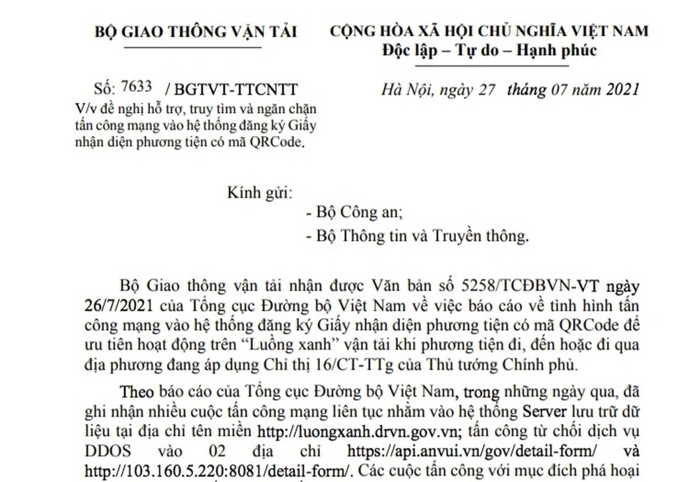 Truy tìm đối tượng tấn công hệ thống đăng ký luồng xanh quốc gia - 1 Truy tìm đối tượng tấn công hệ thống đăng ký luồng xanh quốc gia - 1