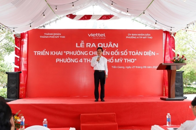 Ông Nguyễn Thành Diệu, Phó Chủ tịch tỉnh Tiền Giang phát biểu tại buổi lễ.