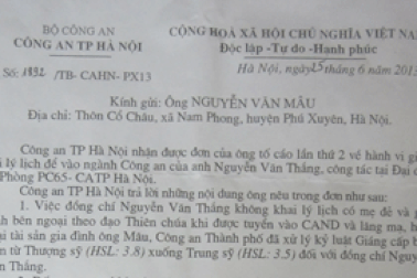Nhiều cá nhân bị kiểm điểm vụ chiến sỹ Công an khai hồ sơ không trung thực