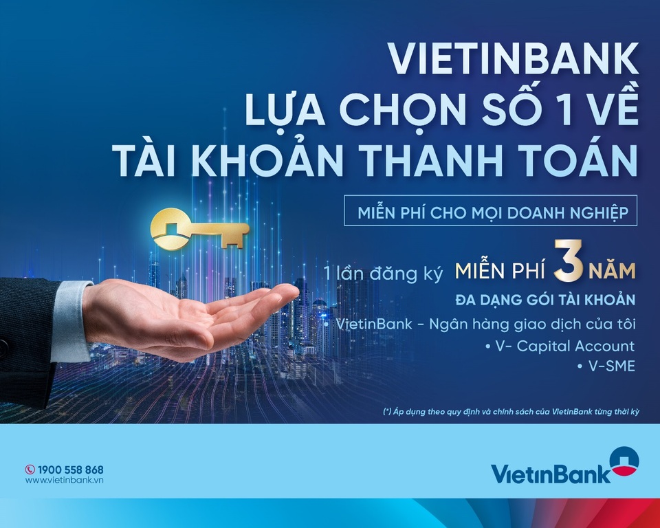 Một lần đăng ký, miễn phí ba năm cùng Gói dịch vụ tài khoản dành cho doanh nghiệp của VietinBank - 1 Một lần đăng ký, miễn phí ba năm cùng Gói dịch vụ tài khoản dành cho doanh nghiệp của VietinBank - 1