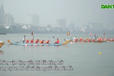 Sôi nổi giải Bơi chải thuyền rồng trên hồ Tây