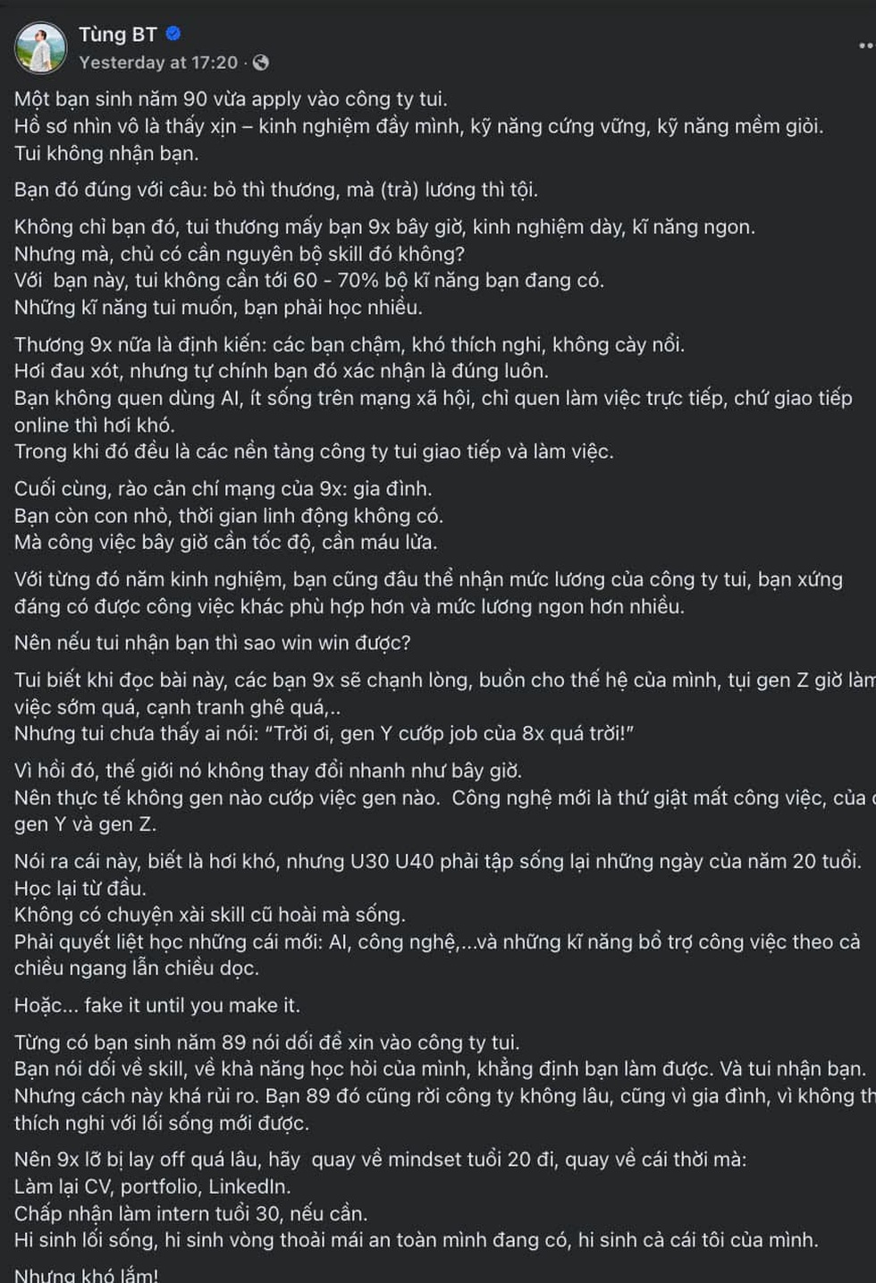 CEO Việt gây sóng khi không tuyển người ngoài 30 tuổi vì rào cản gia đình - 1