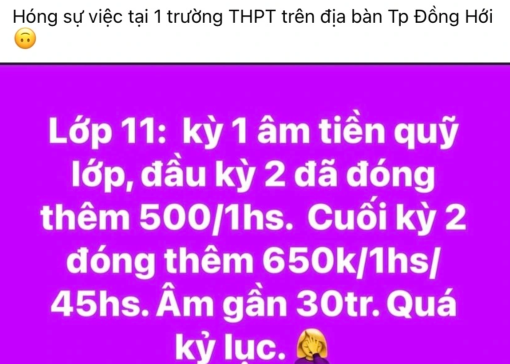 Vụ lớp học thâm hụt tiền quỹ: Thông tin âm gần 30 triệu đồng là không đúng - 2 Vụ lớp học thâm hụt tiền quỹ: Thông tin âm gần 30 triệu đồng là không đúng - 2