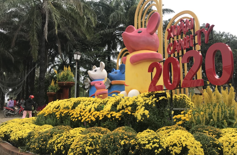 Ấn tượng những đường hoa rực rỡ sắc màu đón Tết ở thành Vinh  - 3