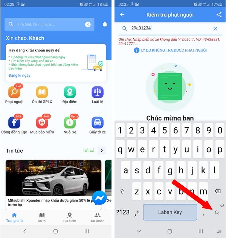 Hướng dẫn tra cứu phạt nguội giao thông bằng ứng dụng trên smartphone - 2 Hướng dẫn tra cứu phạt nguội giao thông bằng ứng dụng trên smartphone - 2