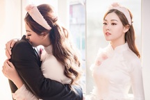 Á hậu Tường San khoe ảnh cô dâu vẫn "giấu mặt" chồng