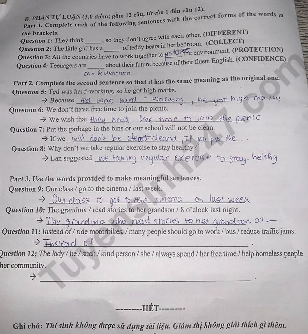 Đáp án tất cả các môn thi vào lớp 10 ở Cần Thơ năm 2025 - 14 Đáp án tất cả các môn thi vào lớp 10 ở Cần Thơ năm 2025 - 14