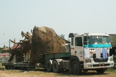 3 xe chở cây “khủng” chưa thể di chuyển ra khỏi Huế