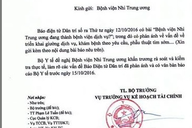 Bộ Y tế yêu cầu Bệnh viện Nhi giải trình giá dịch vụ cao nhất nước