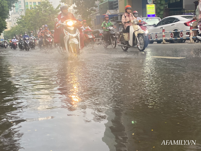 TP.HCM: Mưa lớn khiến đường ngập, cây gãy và kẹt xe, người dân lại khốn khổ lội bì bõm về nhà - Ảnh 9.