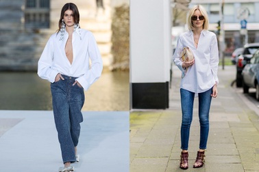 Bí kíp mặc đẹp áo sơ mi trắng và quần jeans xanh