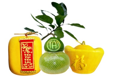 Bưởi hồ lô - Dưa hấu thỏi vàng: Món quà độc đáo Tết Quý Tỵ 2013