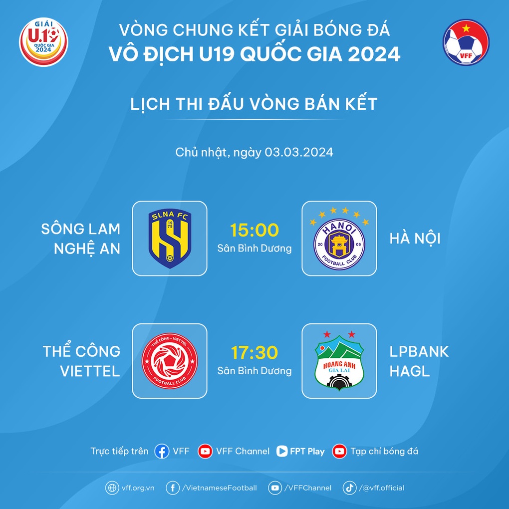 Thể Công Viettel và HAGL vào bán kết giải U19 Quốc gia 2024 - 3 Thể Công Viettel và HAGL vào bán kết giải U19 Quốc gia 2024 - 3