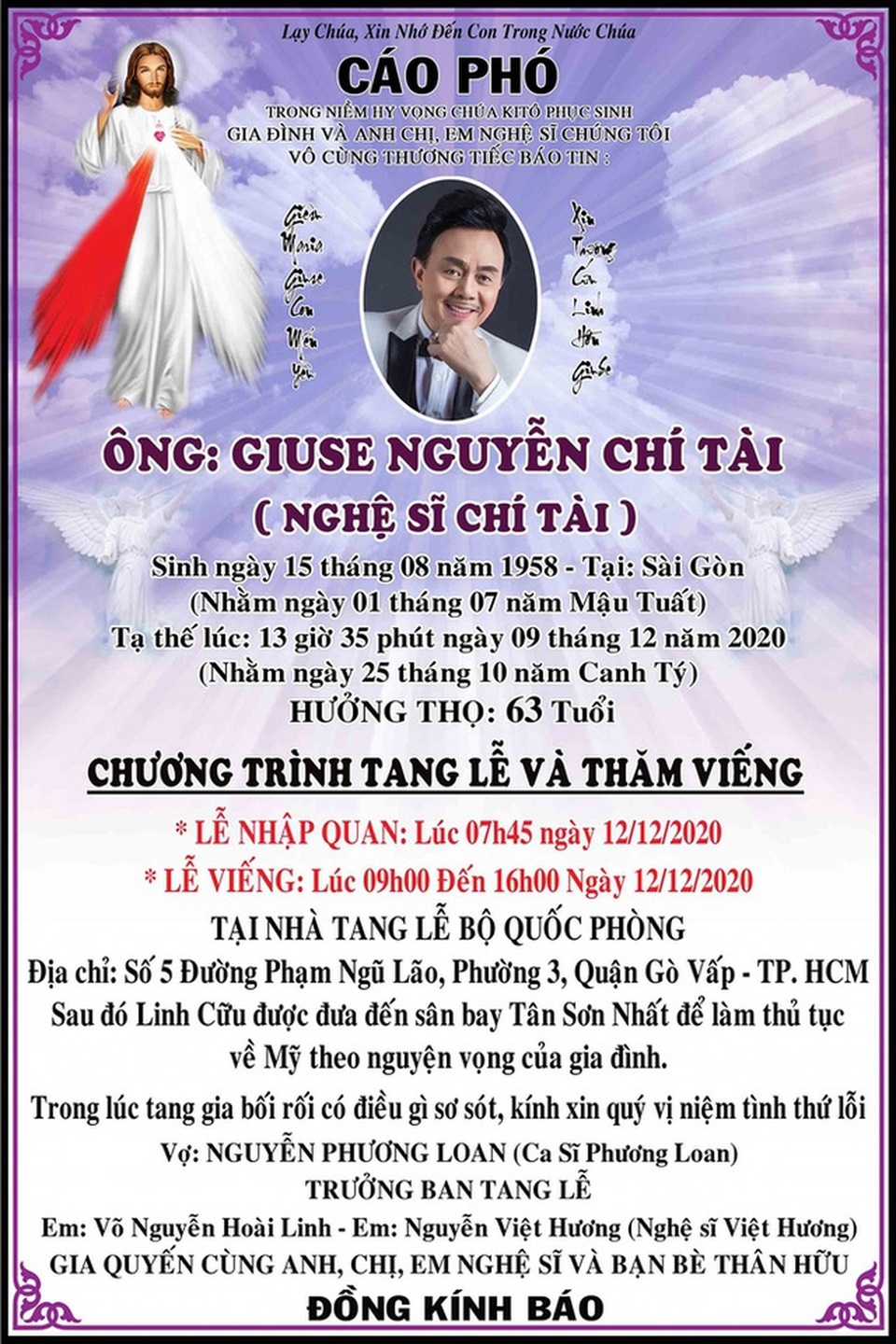 Thi hài nghệ sĩ Chí Tài được đưa về Mỹ theo quy trình, thủ tục như thế nào? - 3 Thi hài nghệ sĩ Chí Tài được đưa về Mỹ theo quy trình, thủ tục như thế nào? - 3