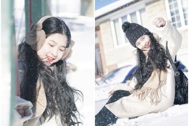 “Hot girl bánh mướt” xứ Nghệ khoe sắc giữa trời tuyết Canada