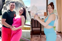 Bà xã Chi Bảo xinh đẹp rạng rỡ, chăm chỉ giữ dáng dù sắp sinh em bé