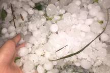 Hình ảnh mưa đá trắng xóa dội xuống Lào Cai