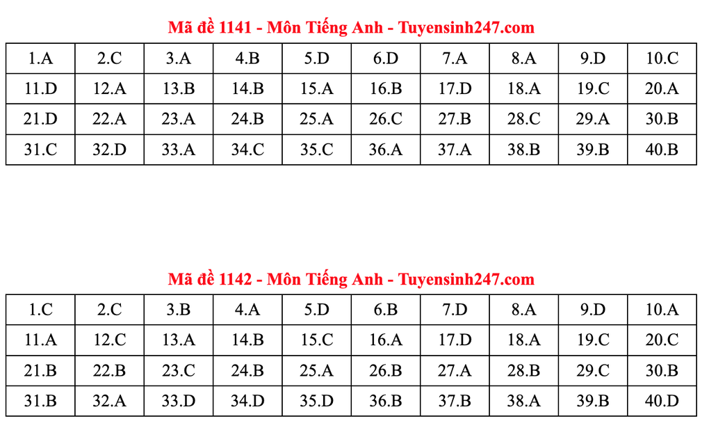 Gợi ý đáp án môn tiếng Anh thi tốt nghiệp 2025: Mã đề từ 1133 đến 1148 - 5 Gợi ý đáp án môn tiếng Anh thi tốt nghiệp 2025: Mã đề từ 1133 đến 1148 - 5