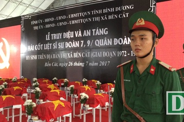 Truy điệu 42 hài cốt liệt sĩ tìm thấy trong mộ tập thể