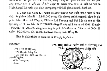 Hai cấp toà tuyên án ngược nhau, ngân hàng khiếu nại vì mất không tiền tỷ