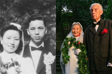 Đôi vợ chồng già làm lại đám cưới sau 70 năm