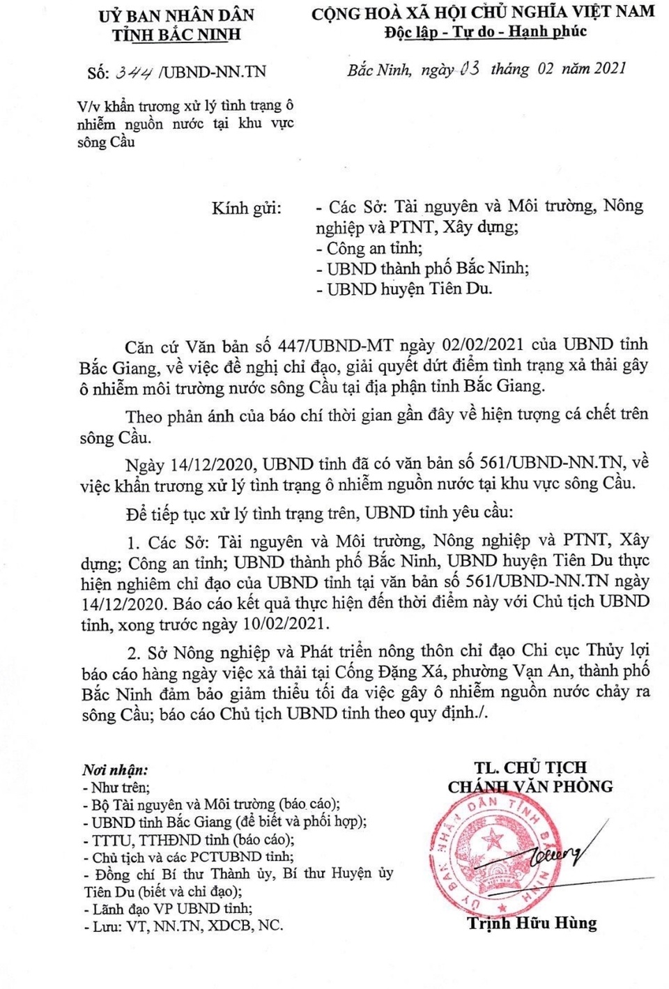 Sông Cầu giãy chết, tỉnh Bắc Ninh lại yêu cầu hàng loạt sở ngành vào cuộc - 1 Sông Cầu giãy chết, tỉnh Bắc Ninh lại yêu cầu hàng loạt sở ngành vào cuộc - 1