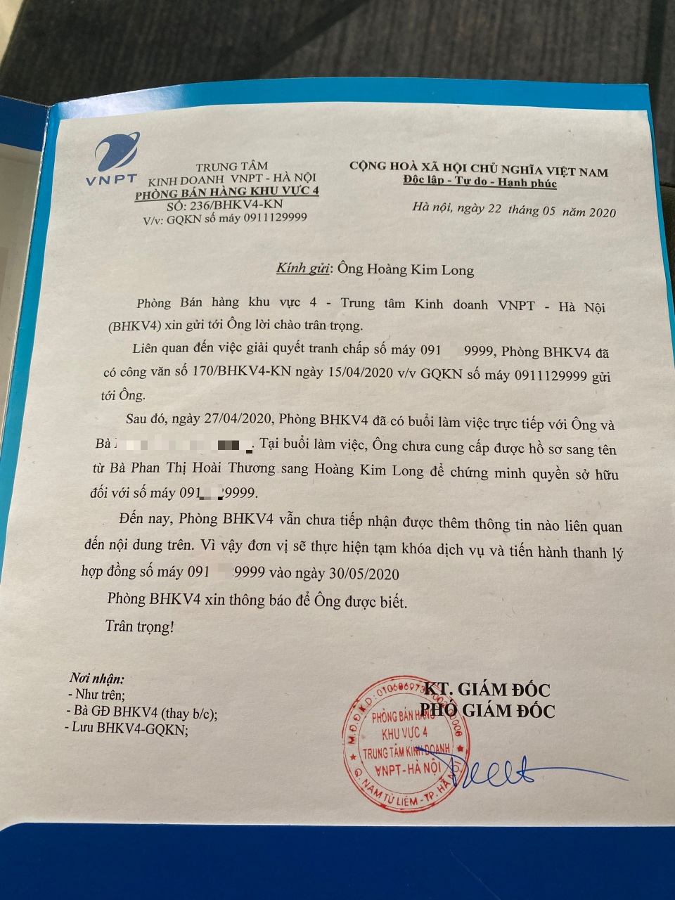 “Tá hoả” vì sim tứ quý 9 chính chủ giá gần nửa tỷ bỗng dưng bị cắt liên lạc - 4 “Tá hoả” vì sim tứ quý 9 chính chủ giá gần nửa tỷ bỗng dưng bị cắt liên lạc - 4