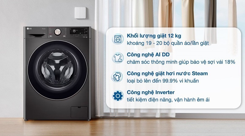 Nên chọn máy giặt LG AI DD 12kg FV1412S3B hay FV1412S3BA?