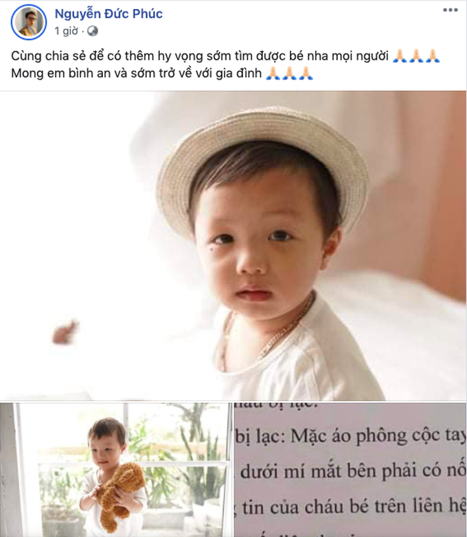 Dàn sao Việt chung tay kêu gọi tìm kiếm bé trai mất tích ở Bắc Ninh: Hoà Minzy đăng tin khẩn, bà xã Tiến Dũng nửa đêm vẫn đi tìm - Ảnh 4. Dàn sao Việt chung tay kêu gọi tìm kiếm bé trai mất tích ở Bắc Ninh: Hoà Minzy đăng tin khẩn, bà xã Tiến Dũng nửa đêm vẫn đi tìm - Ảnh 4.