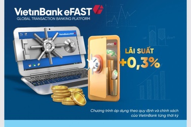 VietinBank ưu đãi thêm 0,3% lãi suất tiền gửi online cho doanh nghiệp trên VietinBank eFAST