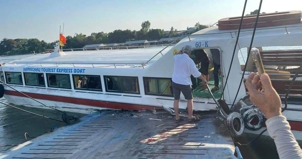 Tàu cao tốc va chạm trên sông, hướng dẫn viên du lịch đứt lìa tay - 1 Tàu cao tốc va chạm trên sông, hướng dẫn viên du lịch đứt lìa tay - 1