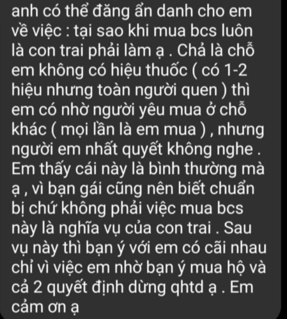 Tranh cãi của Gen Z: Sao con trai luôn là người phải mua bao cao su? - 1 Tranh cãi của Gen Z: Sao con trai luôn là người phải mua bao cao su? - 1