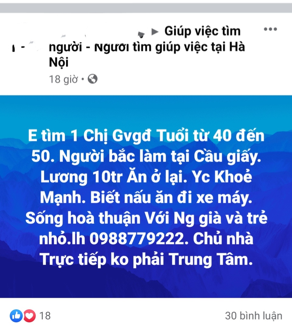 Nhiều gia đình ở Hà Nội loay hoay tìm người giúp việc sau Tết - 2 Nhiều gia đình ở Hà Nội loay hoay tìm người giúp việc sau Tết - 2