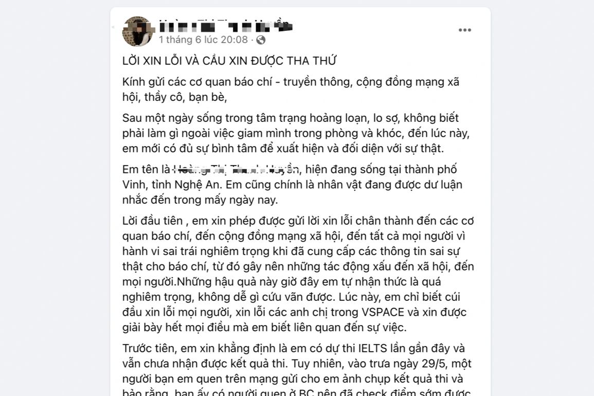 Nữ sinh xin lỗi về vụ 9.0 điểm IELTS gây bão dư luận - 2 Nữ sinh xin lỗi về vụ 9.0 điểm IELTS gây bão dư luận - 2