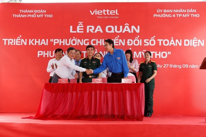 Ký kết hợp tác giữa UBND Phường 4, Viettel Tiền Giang và Thành đoàn Mỹ Tho.
