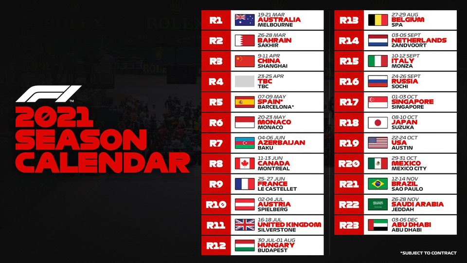 Lịch thi đấu F1 mùa giải 2021 không có Việt Nam - 2 Lịch thi đấu F1 mùa giải 2021 không có Việt Nam - 2