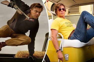 Brad Pitt và Leonardo DiCaprio cùng xuất hiện bảnh bao trên phim trường