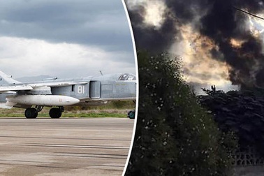 Hiện trường vụ rơi Su-24 của Nga khiến phi công tử nạn