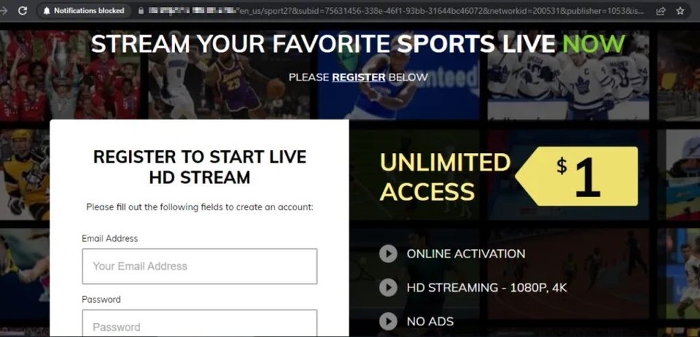 Một trang web phát trực tuyến World Cup yêu cầu người dùng phải nhập thông tin để xem (Ảnh chụp màn hình). Một trang web phát trực tuyến World Cup yêu cầu người dùng phải nhập thông tin để xem (Ảnh chụp màn hình).