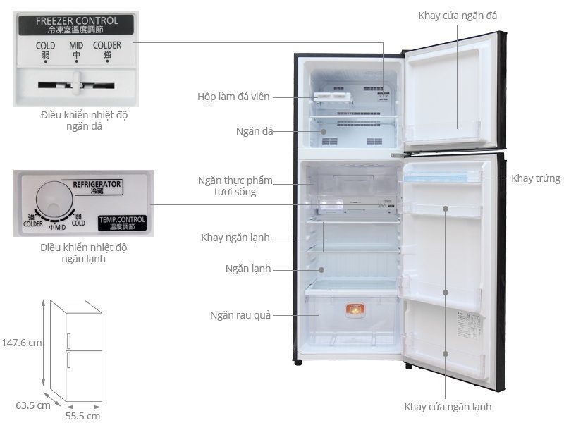 Tủ lạnh Mitsubishi Electric Inverter 217 lít MR-FC25EP thiết kế tinh tế, tính năng hiện đại